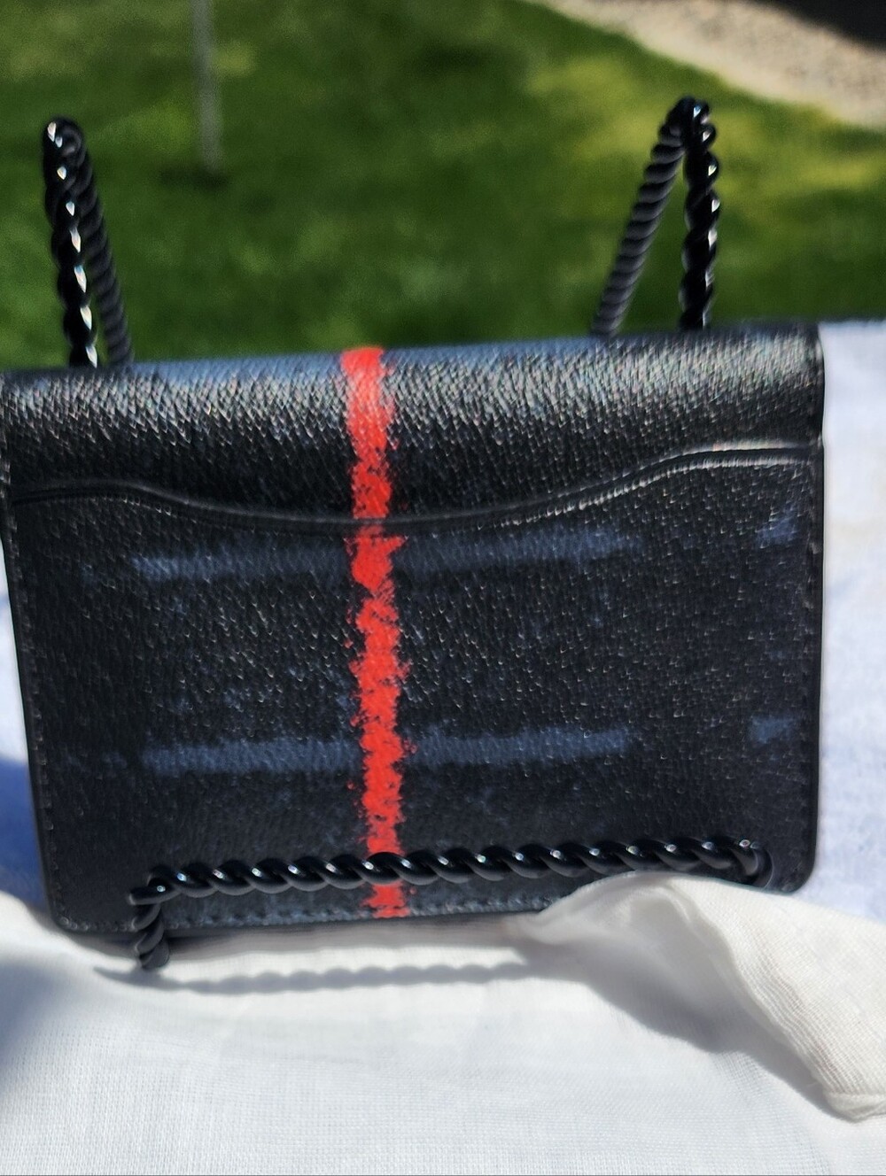 Coach  Leather Cardholder with Red Plaid Accent - Picture 3 of 9